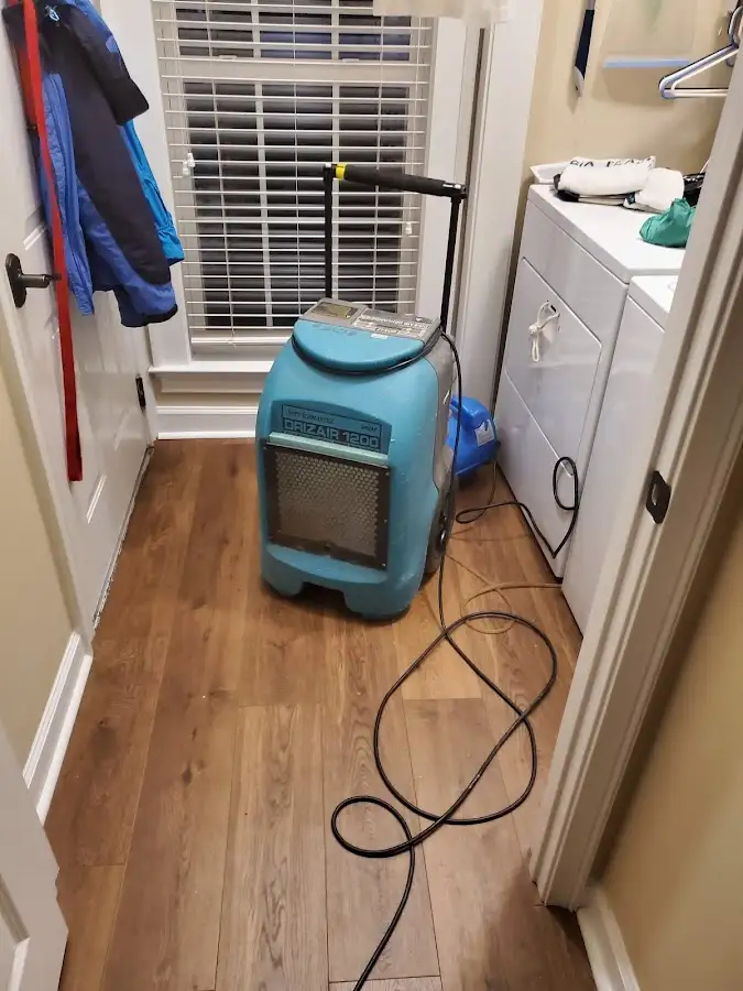 Commercial dehumidifier deployed for Flood Damage Cleanup in Brock Hall